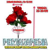 Gambar Buket Bunga Mawar Tasya X5/Bunga Artificial/Bunga Palsu/Bunga Meja - Merah dari Pertamapedia Shop undefined 3 Tokopedia
