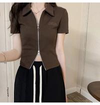 Gambar Baju Polo Resleting Crop Top Knit Kerah Korean Atasan Wanita Import - Abu-abu dari ownstyle_ undefined 2 Tokopedia