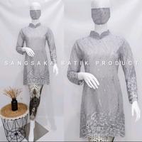 Gambar Kebaya Modern/ Kebaya Tunik Brokat/ Kebaya Tile/ Rok Batik Plisket - Green Tea, Atasan saja M dari Tanah abang batik undefined 3 Tokopedia