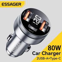 Gambar Essager Kepala Adaptor Car Charger Mobil 3 Output Fast Charging 80W - BLACK dari Essager Official Shop undefined 1 Tokopedia