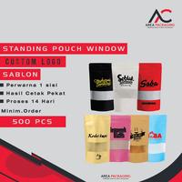 Gambar STANDING POUCH ZIPLOCK WINDOW CUSTOM LOGO - PLASTIK KLIP SNACK MAKANAN - PUTIH MATTE, 16CM dari AREA PACKAGING undefined 1 Tokopedia