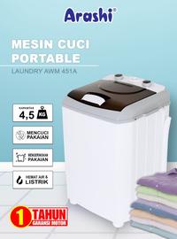 Gambar ARASHI AWM451A Mesin Cuci 1 TABUNG 4.5 KG PORTABLE TOP LOADING Pengering Air - Hitam 2 Tabung dari Satu Elektronik undefined 4 Tokopedia