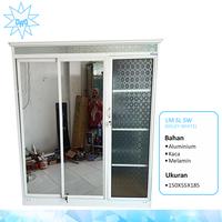 Gambar Lemari pakaian kaca 3 pt sliding+swing | frame aluminium putih | 150x1 - Putih dari Budionodivaalumunium undefined 1 Tokopedia