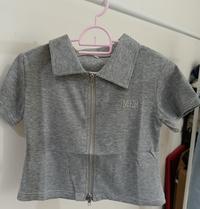 Gambar Baju Polo Resleting Crop Top Knit Kerah Korean Atasan Wanita Import - Abu-abu dari ownstyle_ undefined 5 Tokopedia