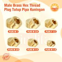 Gambar Plug Thread Male Tutup Pipa Kuningan 1' 1/2' 1/4' 1/8' 3/4 3/8' dari XIN LIFA undefined 1 Tokopedia