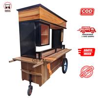 Gambar gerobak minuman kekinian - gerobak booth kayu - kayu jati dari Gerobakkakilima undefined 2 Tokopedia