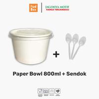 Gambar Paper Rice Bowl 800ml Set Tutup Sendok Foodgrade PE Ivory Mangkok Tempat Wadah Makanan Kertas Seblak Takoyaki Bakso Kuah dari sumapack.id undefined 2 Tokopedia