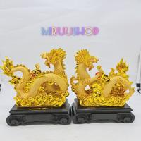 Gambar Patung hiasan dekorasi naga emas fengshui rejeki hoki hadap kanan kiri dari Miruushop undefined 3 Tokopedia