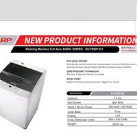 Gambar Mesin Cuci Sharp 1 Tabung ES-F950P Kapasitas 7.5kg Top Loading dari demishops123 undefined 2 Tokopedia