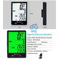 Gambar WEST BIKING 029 Komputer Speedometer + Barfly Sepeda Wireless-Wired Computer Bicycle MTB Road Bike Rainproof Odometer Stopwatch for Cycling Digital Large Screen Waterproof LCD Backlight YP0702029 - Wireless dari Wof Wheel of Fortune Official undefined 3 Tokopedia