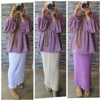 Gambar Rok Span Wavy Plisket Lidi Gelombang Neci Kriwil Rok Panjang Jumbo XXL - Cream dari LARISH STORE undefined 3 Tokopedia