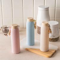 Gambar RUMAUMA MAYO Bottle Glass Kaca Botol Minum Motif Anyaman 310ml Anti Pa - Biru Muda dari Rumauma undefined 3 Tokopedia