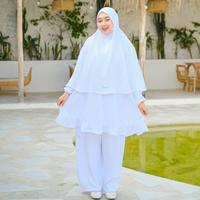 Gambar Baju Setelan Celana One Set Muslim Putih Couple Ibu Anak Crinkle - PUTIH BERSIH, ANAK XL dari thetwinskids_officialstore undefined 4 Tokopedia