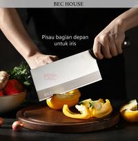 Gambar Pisau Dapur Jerman Stainless Steel Multifungsi Gagang Kayu Chef Knife dari BEC House undefined 2 Tokopedia