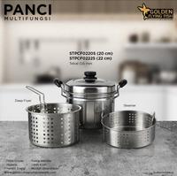 Gambar Golden Flying Fish - Panci Multifungsi 3 in 1 20cm -Steamer Deep Fryer - Stainless+Kaca dari MK Cookwaree undefined 1 Tokopedia