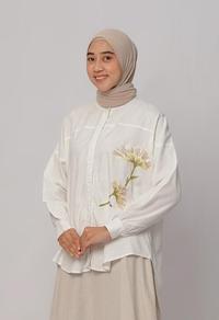 Gambar READY!!! Sekar Shirt Natural By Tufine X Tencel - Kemeja Wanita Linen - Off White dari trianita,shop undefined 4 Tokopedia