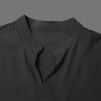 Gambar kemeja pria lengan panjang v neck slim fit basic polos hitam - Hitam, M dari Naugat undefined 2 Tokopedia