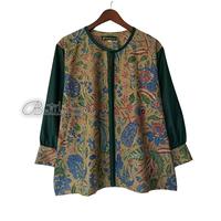 Gambar Chelia blouse batik kombinasi - lengan hijau, M dari Batiksri undefined 1 Tokopedia