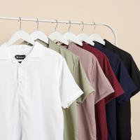 Gambar Kemeja Polos Lengan Pendek Pria Basic Casual V Neck Shirt  M L XL XXL - Denim, M dari UNGSIRA STORE undefined 4 Tokopedia