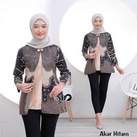 Gambar Blus Batik Wanita Jumbo Terbaru Model Bolero Bahan Katun M L XL XXL - AKAR NAVY, M dari Batik A A Pekalongan undefined 5 Tokopedia