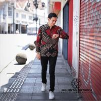 Gambar Baju batik pria lengan panjang jakarta batik ku merah hitam premium - S, Merah dari JAKARTA BATIKKU undefined 3 Tokopedia