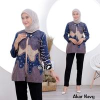 Gambar Blus Batik Wanita Jumbo Terbaru Model Bolero Bahan Katun M L XL XXL - AKAR NAVY, M dari Batik A A Pekalongan undefined 2 Tokopedia