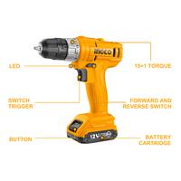 Gambar CDLI1211  MESIN BOR CORDLESS 12V INGCO UNTUK BESI &K AYU MURAH BERKUALITAS dari INGCO INDONESIA undefined 4 Tokopedia