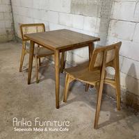 Gambar Set Kursi Cafe Rotan TV - Kursi Makan Kayu Jati Model Terbaru - Meja 60x60 dari Jennaira Furniture undefined 3 Tokopedia