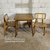 Gambar Set Kursi Cafe Rotan TV - Kursi Makan Kayu Jati Model Terbaru - Meja 60x60 dari Jennaira Furniture undefined 4 Tokopedia