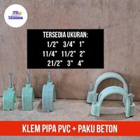 Gambar Klem Pipa 1/2" 3/4" 1" 11/4" 11/2" 2" 21/2" 3" 4" Klem Pipa Conduit Listrik + Paku Beton Klem Pipa Paku Beton Komplit Set - 1/2 inch dari Blizzaa SMJ undefined 2 Tokopedia