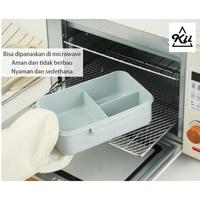 Gambar Lunch Box 3 Sekat + Handle -  Lunch Box Straw Gandum Set 1000ml - Hijau dari KAYRA BEKASI undefined 3 Tokopedia