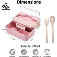 Gambar Lunch Box 3 Sekat + Handle -  Lunch Box Straw Gandum Set 1000ml - Hijau dari KAYRA BEKASI undefined 4 Tokopedia