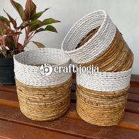 Gambar Keranjang Anyaman Cover Pot Seagrass 3 in 1 B.CRAFTJOGJA - KuningNatKuning dari b.craftjogja undefined 5 Tokopedia