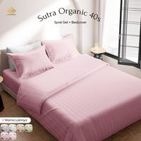 Gambar Bedcover Set Sprei Sutra Organic 40s 120/160/180x200 Motif Garis Salur - Sand, 90x200x30 dari hellokimsibedding undefined 1 Tokopedia