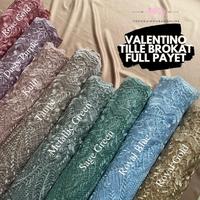 Gambar Kain Kebaya Tile Brokat VALENTINO 2022 Bordir Full Payet Premium - Royal Blue dari Cheese-Cake undefined 2 Tokopedia