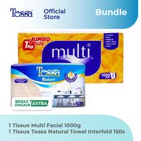 Gambar Pack Hemat Tessa Multi Facial RF 1000g & Tessa Nat Towel Interfold - Tisu Serba Guna dari Tissue.Tessa undefined 1 Tokopedia