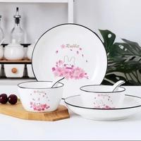 Gambar set piring keramik dinner - pink dari mirunako undefined 1 Tokopedia