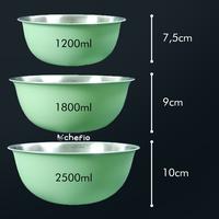 Gambar Mixing Bowl Stainless Mangkok Adonan Salad Bowl Baskom Makanan -  Green 19cm dari Chefio Kitchenware undefined 4 Tokopedia