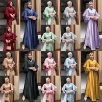 Gambar FS ALMIRA Dress maxi gamis muslim polos bahan satin velvet Baju wanita hijab pesta kondangan lebaran tanpa pashmina ada size - maroon, XL dari Gaya Cantik1 undefined 2 Tokopedia
