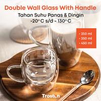 Gambar Double Wall Glass Coffee Tea with Handle / Gelas dengan Gagang 250 ml dari Trosten undefined 1 Tokopedia