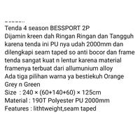 Gambar TENDA CAMPING ULTRALIGHT BESSPORT BASSIC 2P FRAME ALLOY dari RISKIA SWASTAMITHA ARUNA undefined 3 Tokopedia