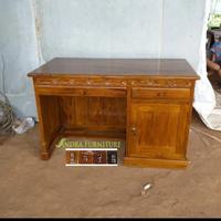 Gambar meja kantor, kayu jati, meja kerja kayu, meja belajar kayu dari Andra furniture undefined 3 Tokopedia