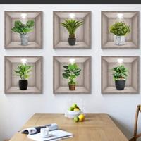 Gambar Wallpaper Stiker Dinding 3 Dimensi Motif bunga Bunga dalam pot 6 pcs - hijau dari Sinar Sakti Abadi undefined 2 Tokopedia