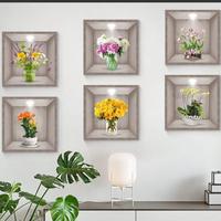 Gambar Wallpaper Stiker Dinding 3 Dimensi Motif bunga Bunga dalam pot 6 pcs - hijau dari Sinar Sakti Abadi undefined 3 Tokopedia