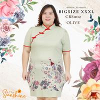 Gambar Cheongsam Sangjit Dress Batik Wanita size XXXL/Jumbo/Big Size CBS002(2 - RED MR dari Batik Sunshine undefined 4 Tokopedia