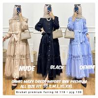 Gambar Gamis Bangkok Katun Silk Import(mewah.adem) all size fit S.M.L.XL.XXL - Denim dari Winnie Collection undefined 5 Tokopedia