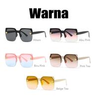 Gambar PL-MX013 Kacamata Hitam Fashion Square Style Tanpa Bingkai Kacamata In - PINK/TEA dari Aloy Alita Shop_NEW undefined 5 Tokopedia