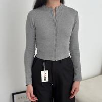 Gambar Karin Top - Knitwear Longsleeve Fit Body Baju Atasan Wanita Knit Crop - dark grey, S dari Grosir Legging Import undefined 5 Tokopedia