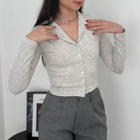 Gambar Karin Top - Knitwear Longsleeve Fit Body Baju Atasan Wanita Knit Crop - dark grey, S dari Grosir Legging Import undefined 3 Tokopedia