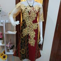 Gambar dress tenun motif sabu merah mix brokat gold mewah - XXXXL dari Baju dan kain tenun undefined 1 Tokopedia